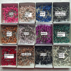 Pearl Head Pins Craft and Hobby Pins SHARP - 144 Pins/Box - Choose from 12 Colors - FREE USA Shipping!
