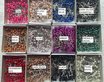 Pearl Head Pins Craft and Hobby Pins SHARP - 144 Pins/Box - Choose from 12 Colors - FREE USA Shipping!