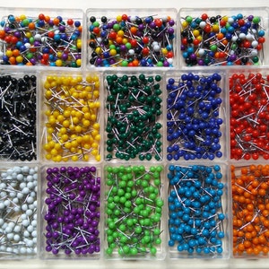 Push Pins for Map 200 Shiny Quality Map Pins Travel Map Tacks World Travel Markers Various Colors 2 boxes 100 pins per box 4mm ball heads image 1