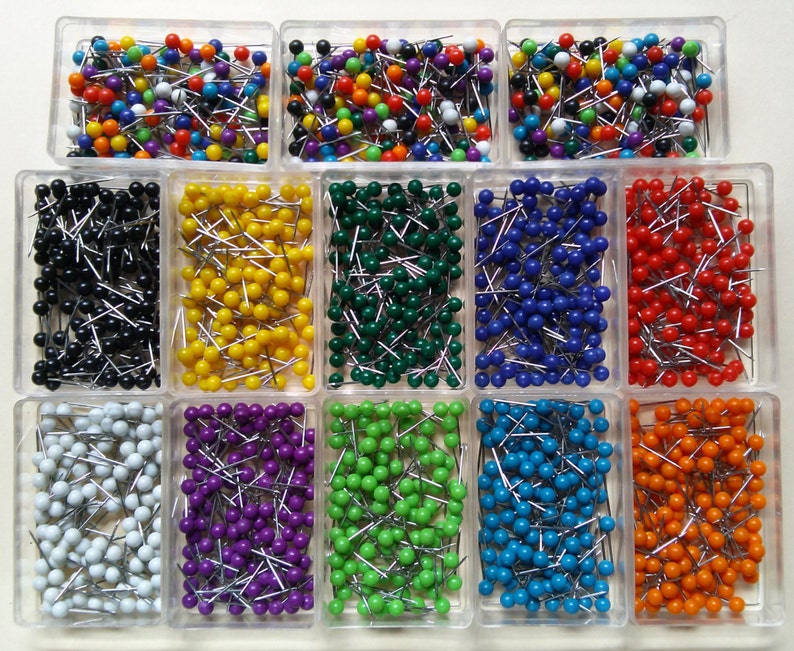 Push Pins for Map 200 Shiny Quality Map Pins Travel Map Tacks World Travel Markers Various Colors 2 boxes 100 pins per box 4mm ball heads image 1