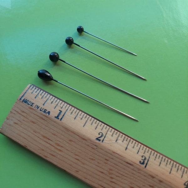 BLACK Pearl Craft Pins SHARP Hobby Pins - Choose Size and Shape - Corsage Pins and Crafts