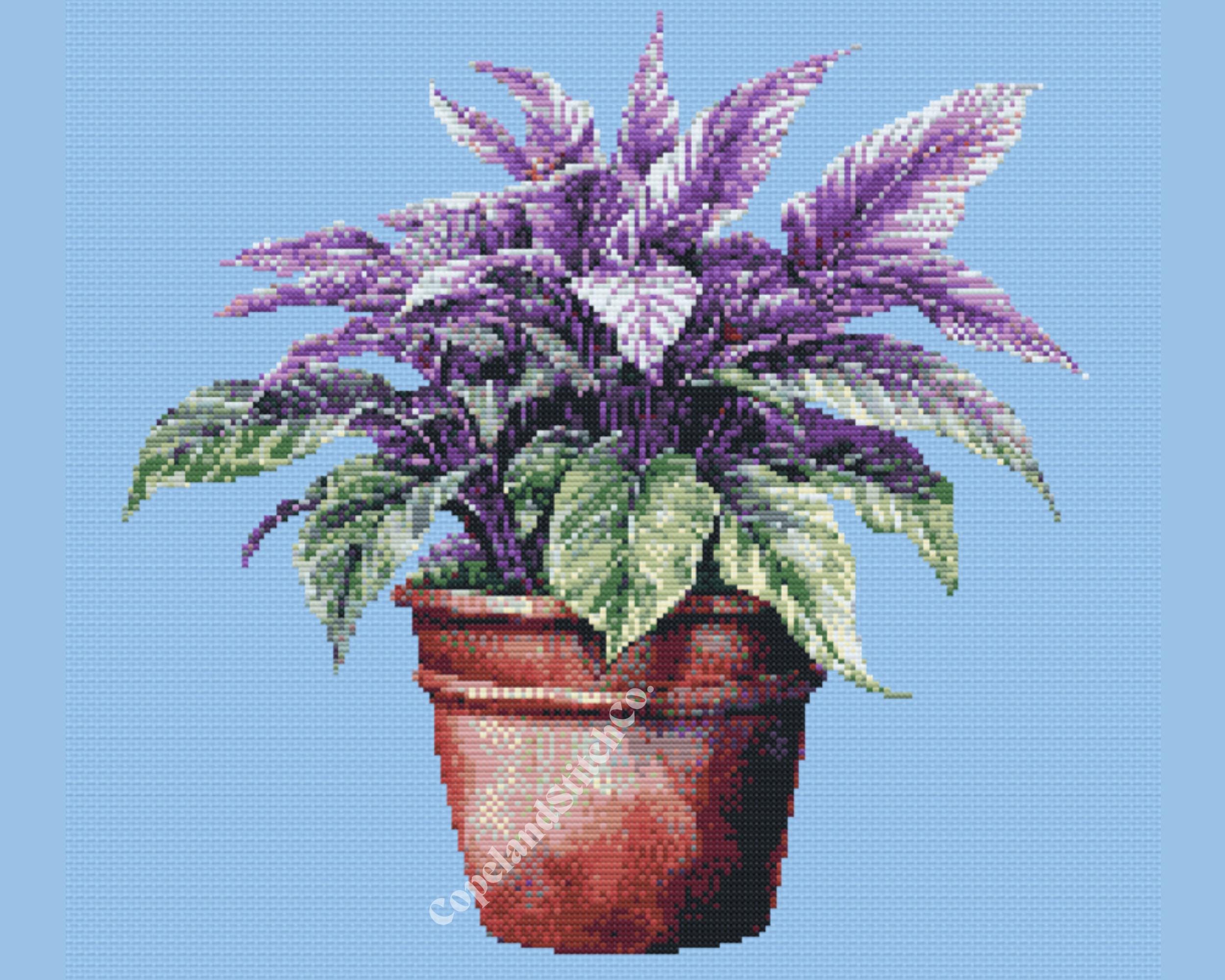 Calathea Plant Cross Stitch Pattern: Pixel Art (PDF Download) - Etsy
