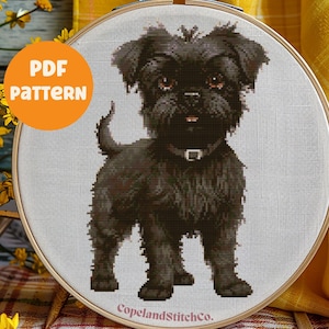 Cute Affenpinscher Cross Stitch Pattern, Instant PDF Download - Pixel Art, Watercolor Cross Stitch Pattern - Dog Breed, Cozy Cross Stitch