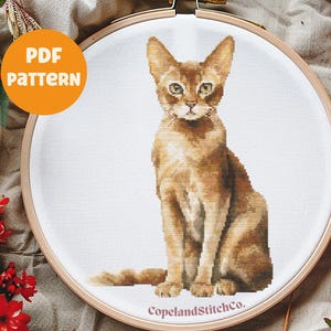 Abyssinian Cat Cross Stitch Pattern PDF Download, Cat Counted Cross Stitch, Kitten Cross Stitch, Cute Cross Stitch, Cozy Pet Cross Stitch