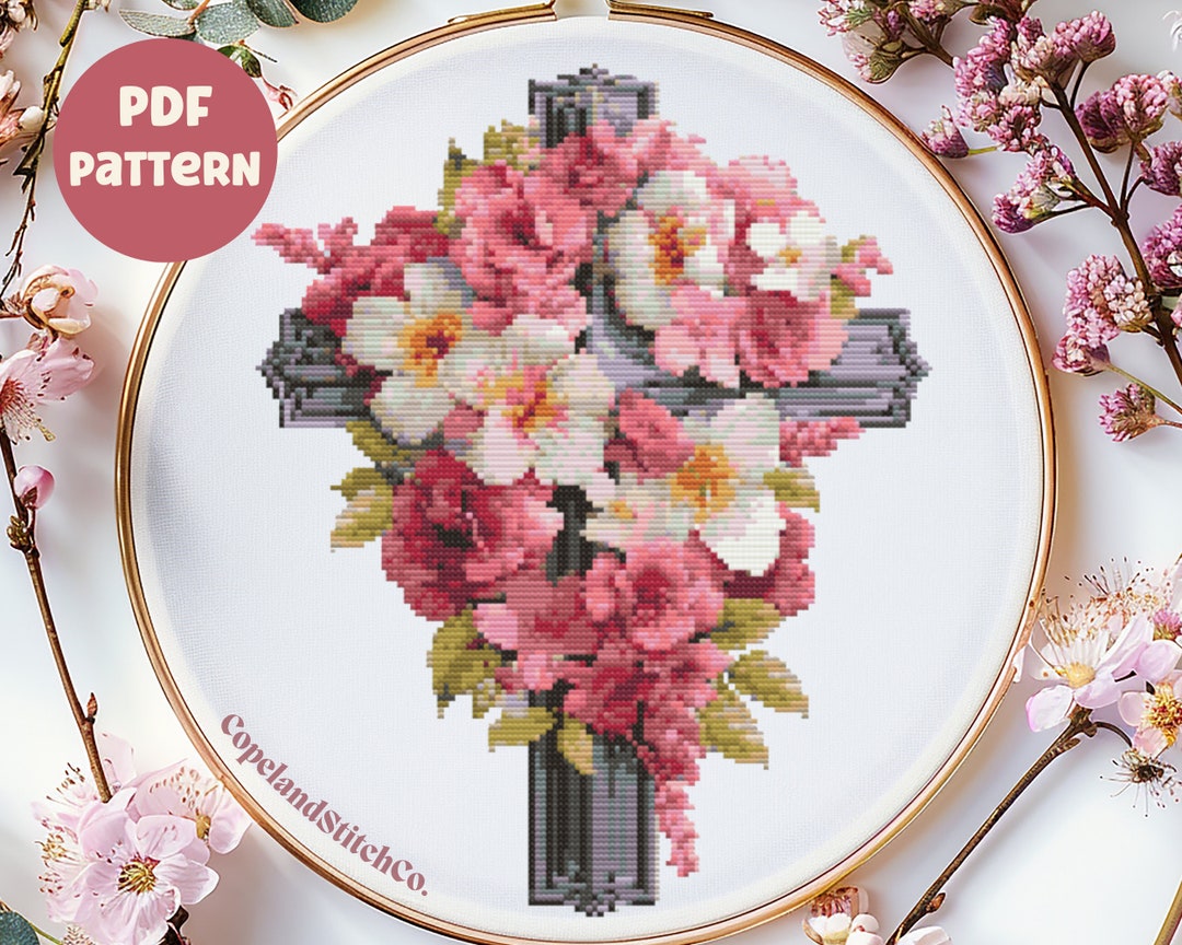 Floral Cross Stitch Pattern: Religious Flower Bouquet (PDF Pattern) - Etsy