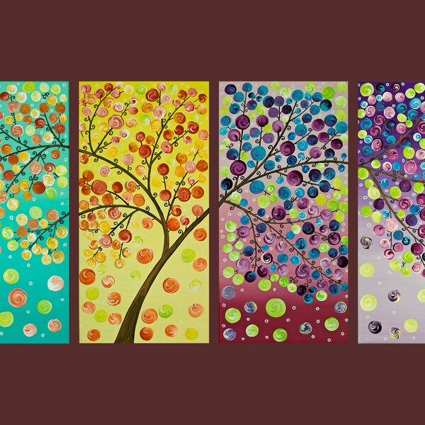 Reserved For Jenna -Original Modern Abstract Heavy Texture Impasto Acrylic Painting Landscape "The Magic Tree" by QIQIGALLERY