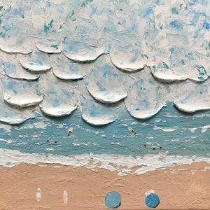 Beach art textured painting sports art wall art canvas art by YiQi Li