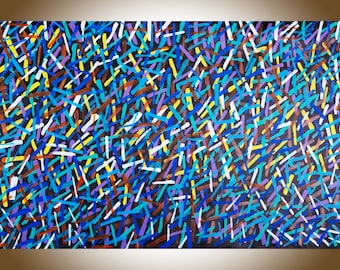 Original art large canvas art blue abstract art by YIQI LI