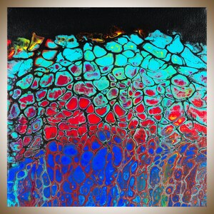 Fluid art Fluid painting Acrylic pour 10 x 10 Original art by QIQIGALLERY