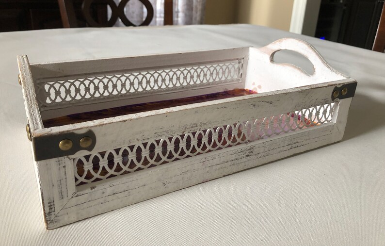 Serving Tray wood tray Purple and Gold Rasin art and Shabby chic by QIQIGallery
