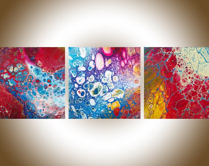 Acrylic Pour Art Canvas Art Fluid Painting Colorful Art Gift Etsy