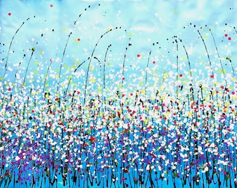 Jackson Pollock Inspired Large Abstract Landscape Painting - 72" Wall Art