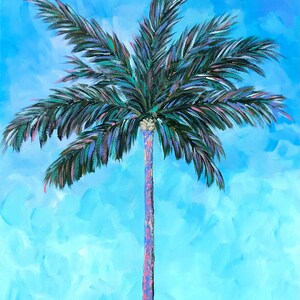 California palm tree canvas painting coastal landscape by YiQi Li