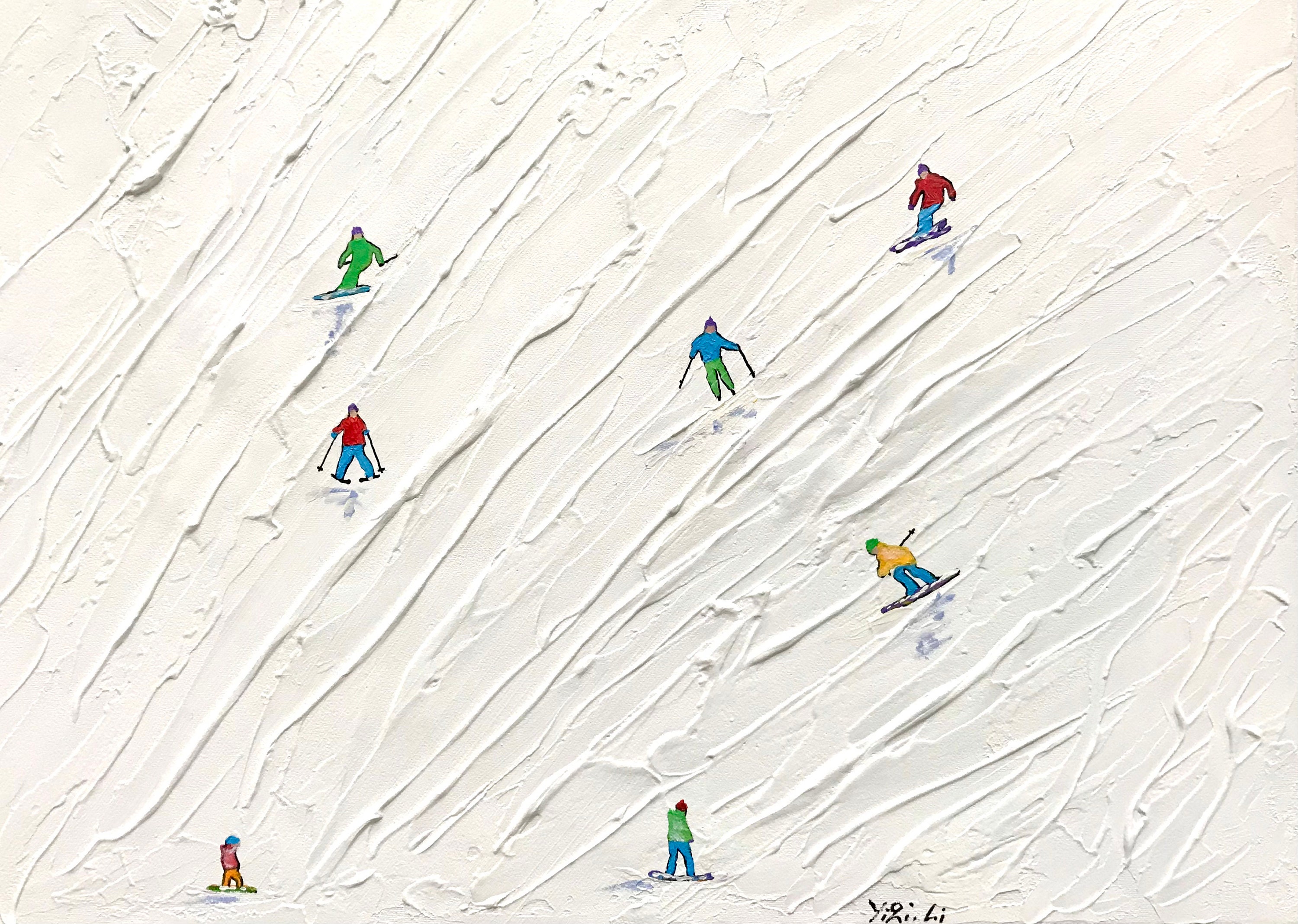 Winter Sport Art Ski Painting Canvas Art White Texture Wall Art