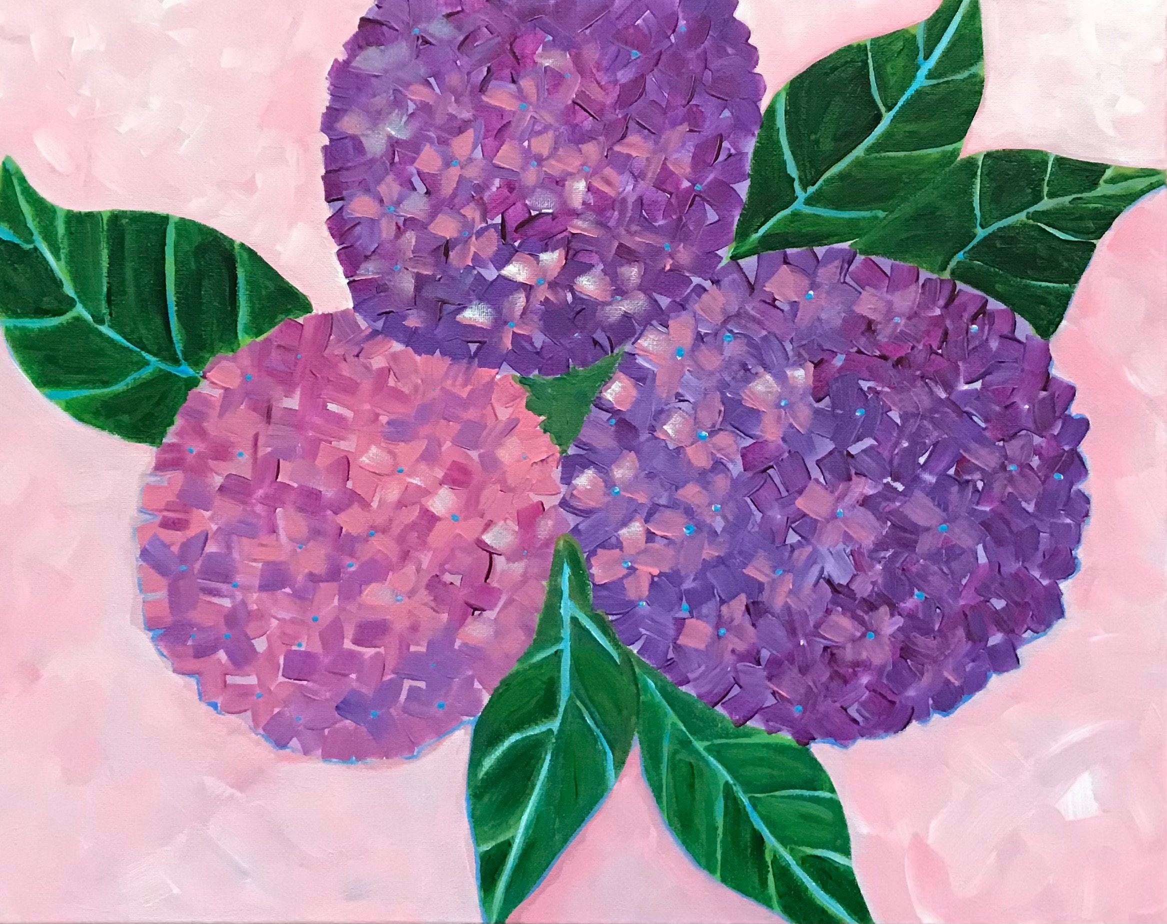 Hortensien Malerei in rosa lila von QIQIGallery