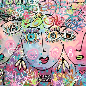 Girly wall art Abstract woman face painting original artwork  YiQi Li