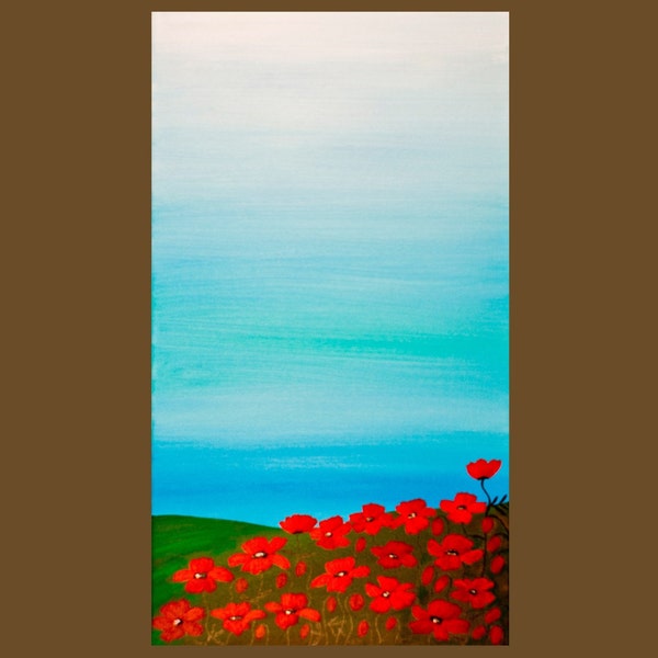 Poppies on Hills by QIQIGALLERY 12x24