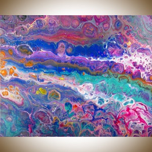 Abstract colourful painting acrylic pour fluid art fluid painting original artwork by qiqigallery