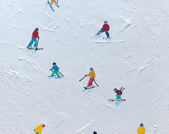 Winter Sport art ski painting snowboarding ready to hang Canvas art Texture Wall Art by YIQI LI
