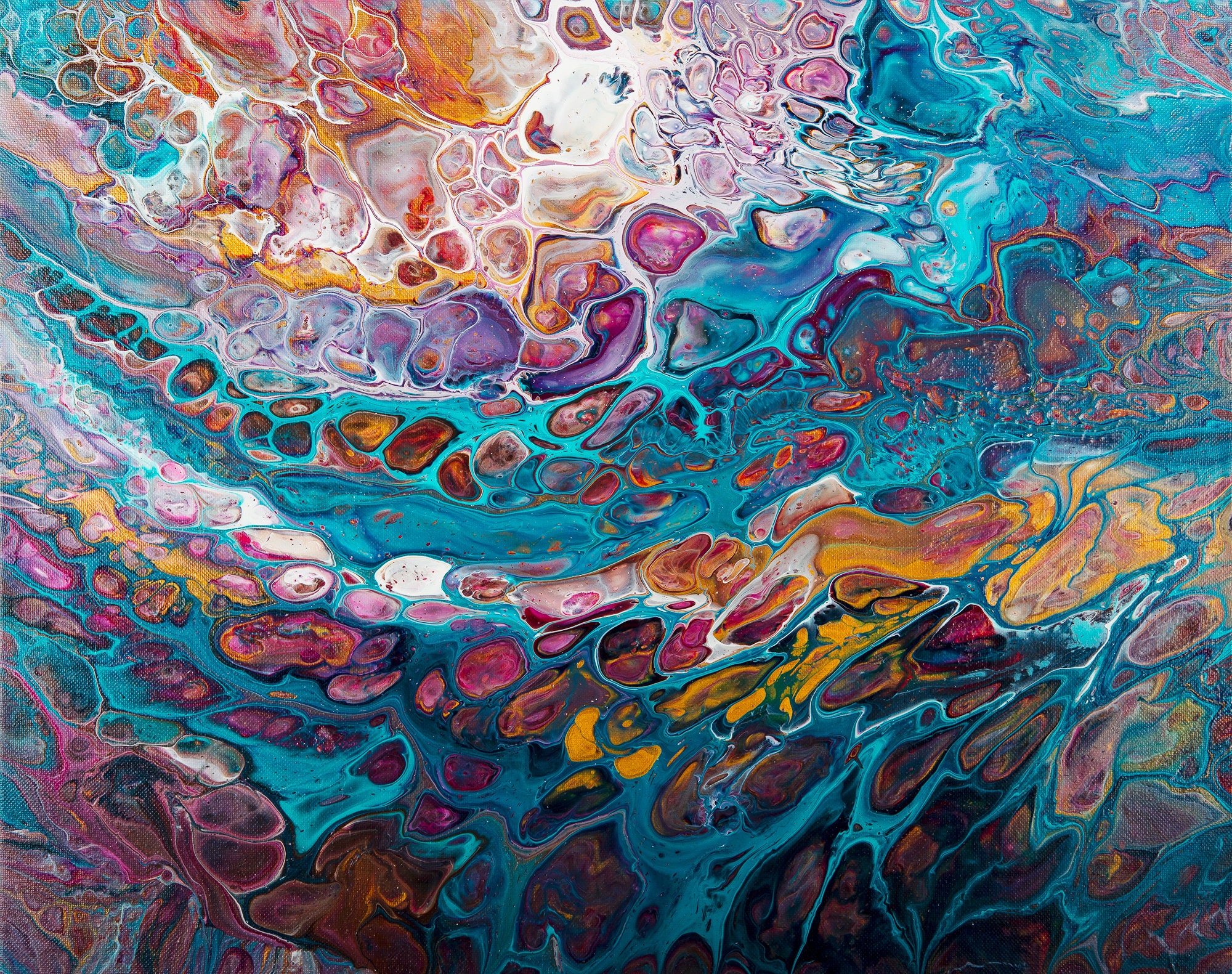 Acrylic pour 16 x 20 fluid art fluid painting Abstract art | Etsy