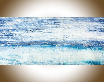 Blue white painting Abstract painting large canvas art large wall art original artwork by qiqigallery