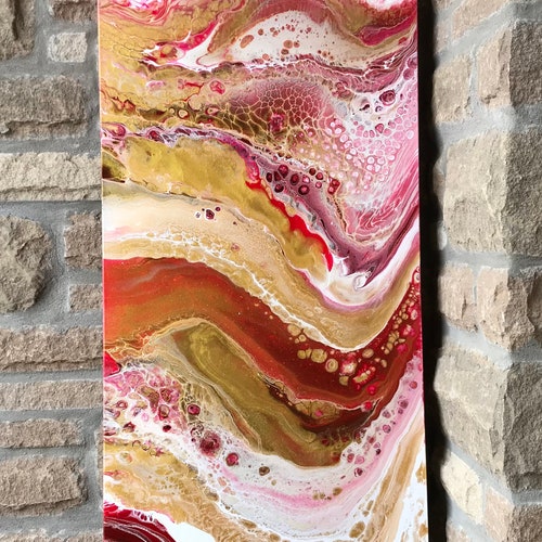 Abstract Painting Gold Pink Original Artwork Large Wall Art Etsy