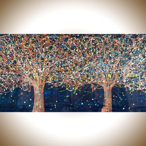 Jackson Pollock Style Tree Painting: Abstract Copper Anniversary Art