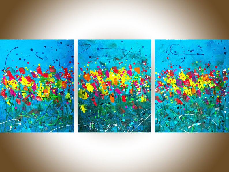 Rainbow Color Art Oil Original Canvas Office Living