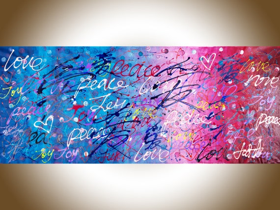 Love Abstract painting, original artwork, love, joy, peace by QiQiGallery