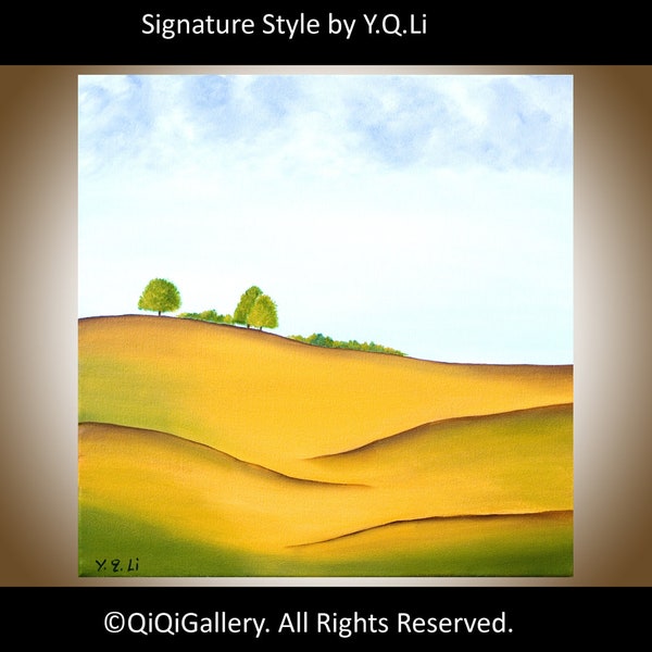 Abstract Landscape Oil Painting ORIGINAL MODERN Wall Decor "Spring Hills" by QiQiGallery