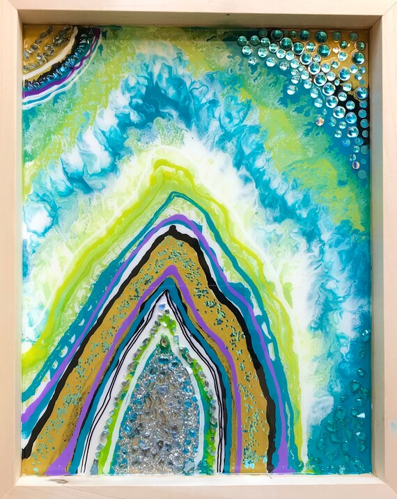 Geode Painting Resin Art Geode Wood Wall Art by Qiqigallery - Etsy