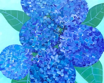 Hortensien Malerei Blaue Hydeanges Originalgemälde von YiQi Li