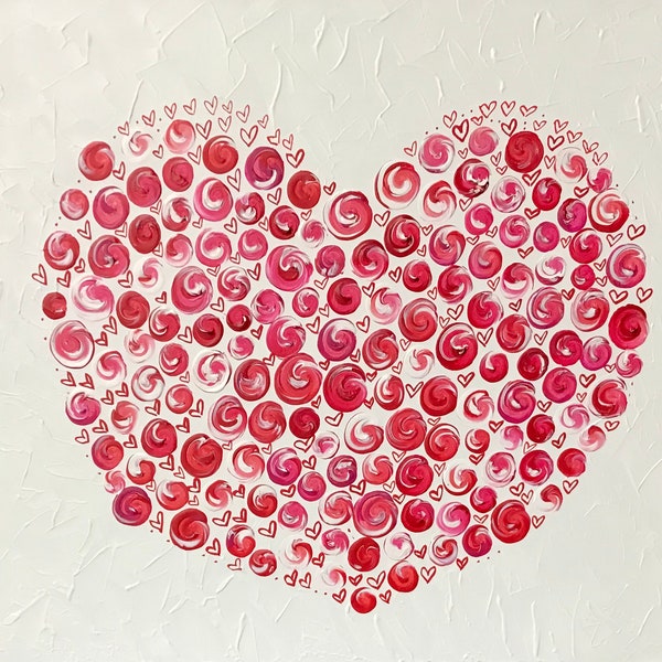 Heart painting Love heart painting textured art Original art by qiqigallery