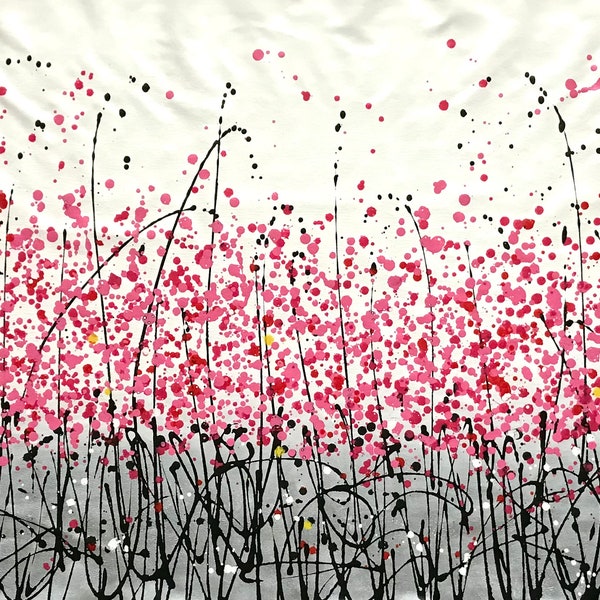 Jackson Pollock inspired a pink-grey large painting large canvas wall art by yiqi li