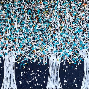 Original Tree Painting: Long Narrow Abstract Wall Art