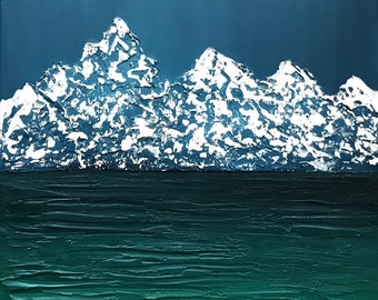 Mountain art minimalist art square canvas art original painting by YIQI LI