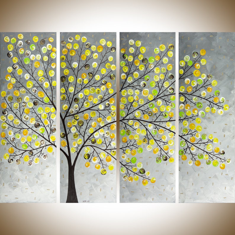 Yellow Grey Painting Large Wall Art Modern Art Impasto Canvas Etsy