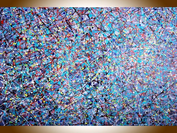 ジャクソン・ポロック、抽象画、灰色の抽象的な大型キャンバスアート