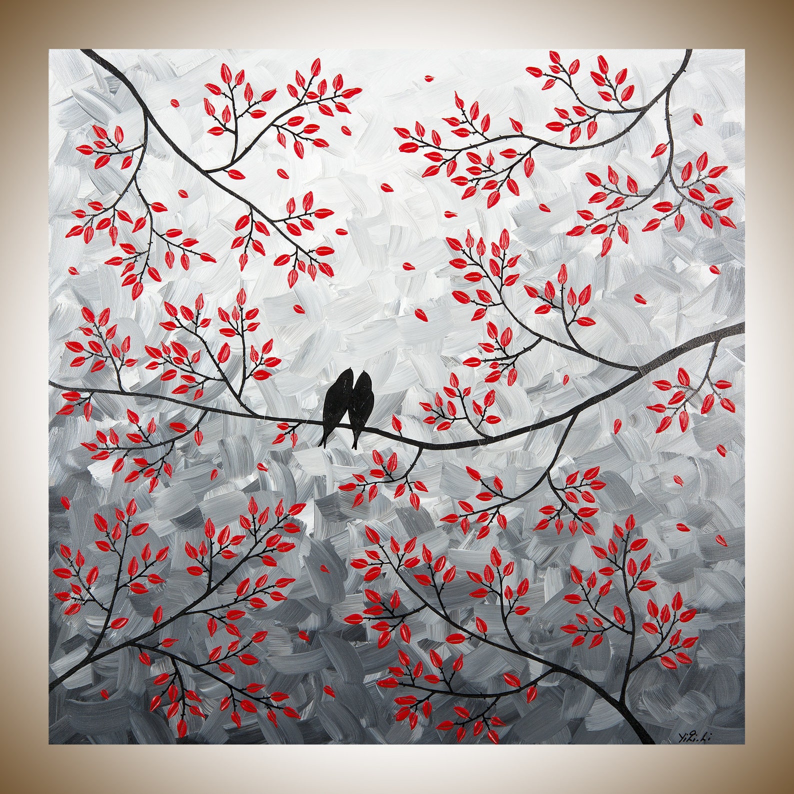 Painting Red Black White Wall Art Landscape Painting Original - Etsy