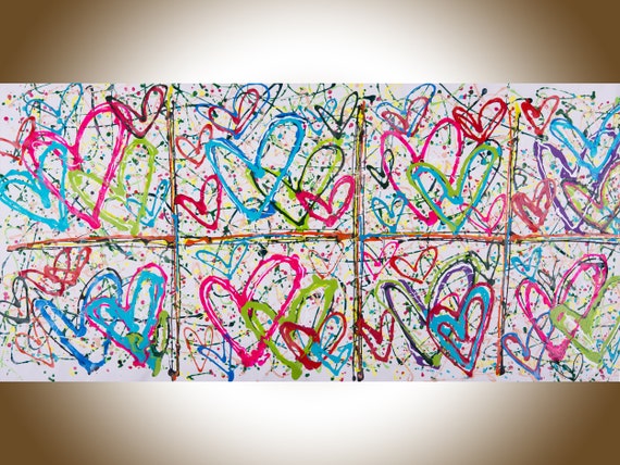 verkiezing toernooi huren Liefde hart Schilderen kleurrijke abstract Oversize schilderij - Etsy België