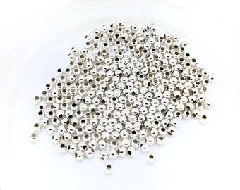 IRON SP99 Smooth Metal Ball Beads 400 x 2mm Silver Tone Round Spacer Beads
