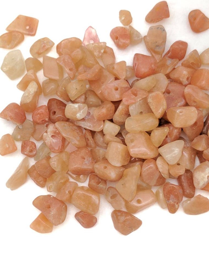 Drilled natural crystal gemstone destash in bulk Large orange bead lot 200 grams red aventurine chip beads for jewelry making /& DIY crafts