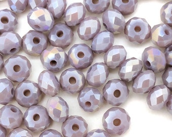 4x3mm plum glass rondelle beads for jewelry making. Sparkly AB faceted purple spacer bead.  Loose destash in bulk. 50 & 100 piece bead lots.