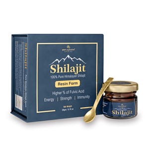 Himalayan Shilajit Resin with Higher % of Fulvic Acid & 80+ Trace Minerals, Boost Testosterone, Strength, Stamina Energy- 20gm Lab Tested