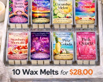Choose Any 10 Wax Melts for 28 – Pick Your Scents (2nd Photo) – Use Personalization to Enter Scents – Hand Poured Soy Wax Melts