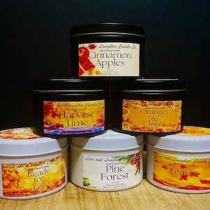 Fall Scented Soy Wax Candle Tin: Hand-Poured Autumn Aromas