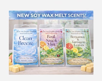 Fresh Scent Wax Melts | New & Favorite Clean Scents | 100% Soy Wax Melts | Handmade Home Fragrance