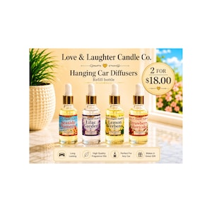 2 for 18.00 Hanging Car Diffuser Refill Bottles | 1oz Fragrance Oil Refills | Choose Any 2 Scents