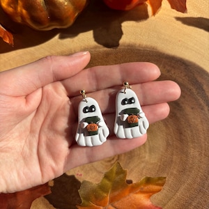 Pumpkin Spice Latte Sparkly Ghost Earrings
