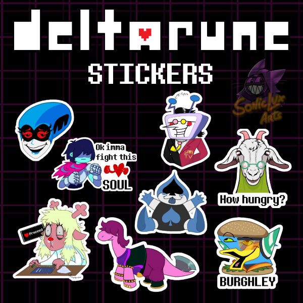 Deltarune - Assorted Matte Stickers (60mm approx) - 8 different stickers!